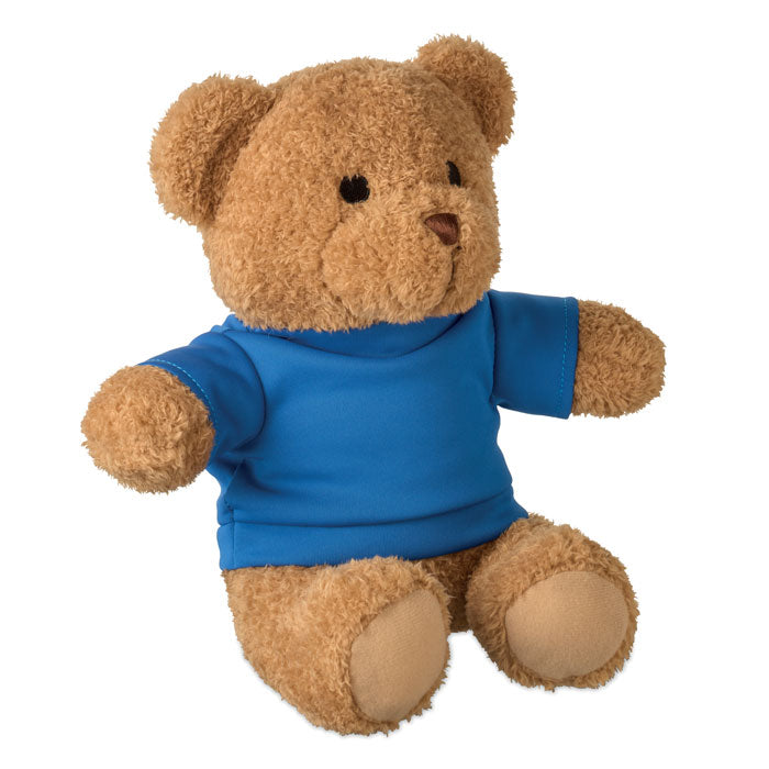 Pluche teddybeer met T-shirt, 23 cm, blauw