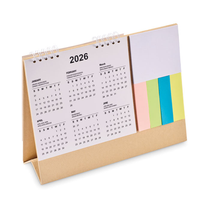Bureaukalender voor 4 jaar met memoblok, beige