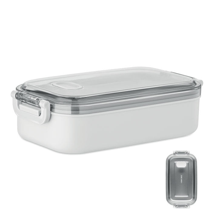 Lunchbox met luchtdicht deksel en stalen binnenlaag, wit