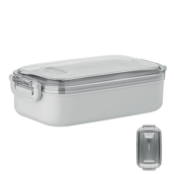 Lunchbox met luchtdicht deksel en stalen binnenlaag, grijs