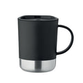 Beker 300 ml met stalen bodem en schuifdeksel, zwart