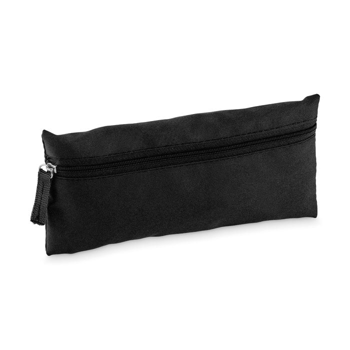 Etui met rits van gerecycled polyester, zwart