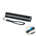 Oplaadbare zaklamp van gerecycled aluminium, zwart