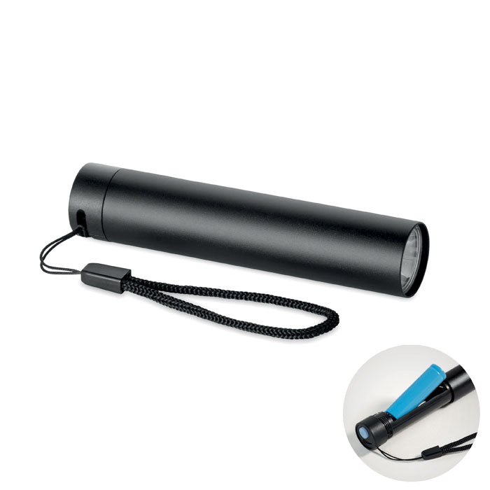 Oplaadbare zaklamp van gerecycled aluminium, zwart