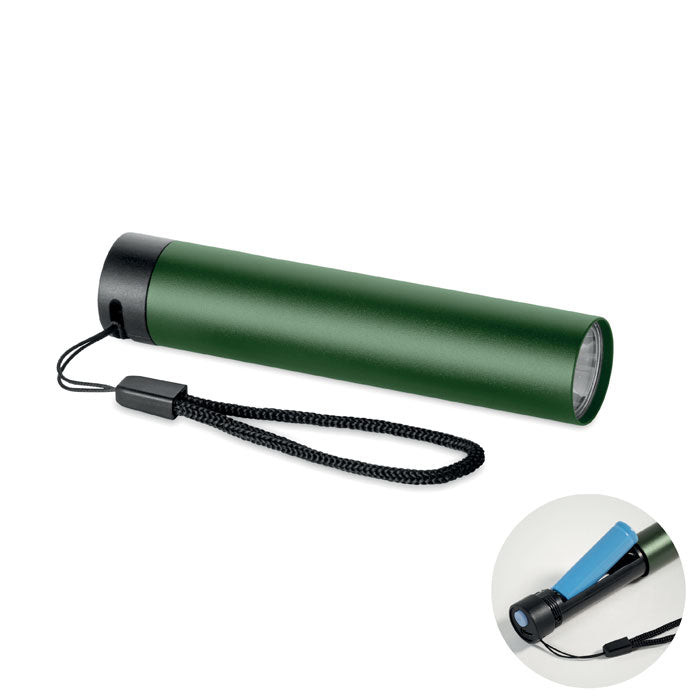Oplaadbare zaklamp van gerecycled aluminium, donker marinegroen