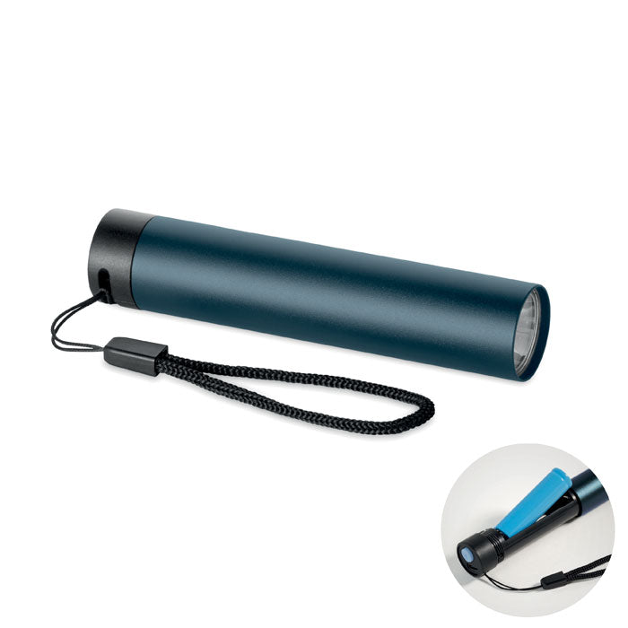 Oplaadbare zaklamp van gerecycled aluminium, marineblauw