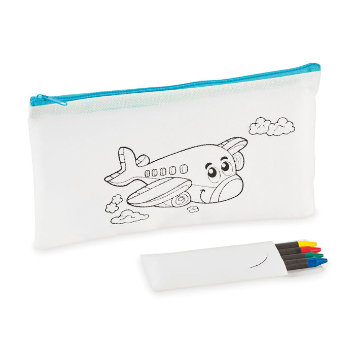 Etui met vier stoepkrijtjes, babyblauw