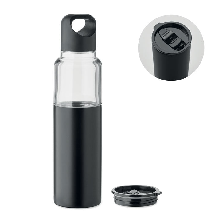 2-in-1 navulbare fles en beker, 610 ml, zwart