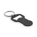 Sleutelhanger met winkelwagenmunt en flesopener, zwart