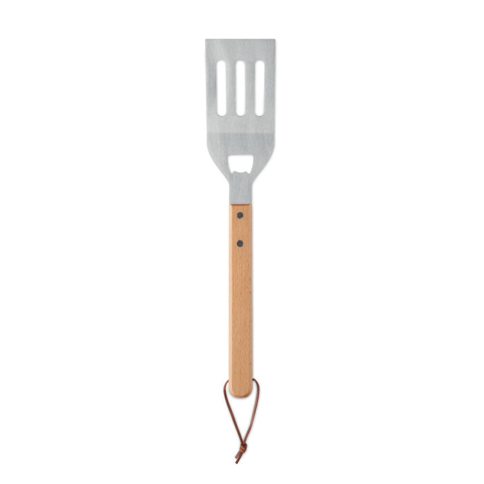 BBQ-spatel met flesopener en houten handvat, hout