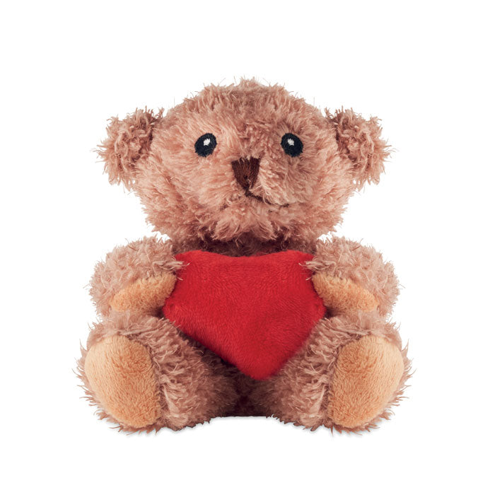 Pluche teddybeer met geborduurd gezicht, rood