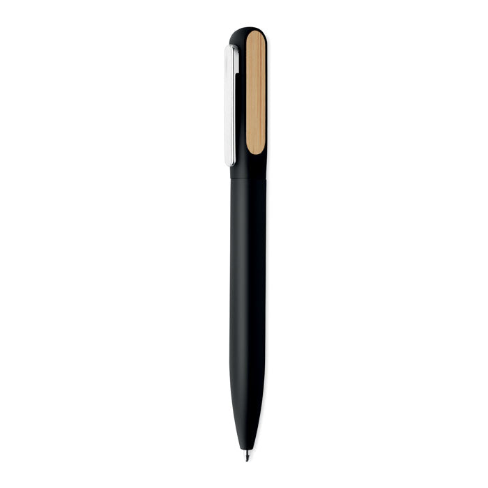 Pen met draaimechanisme en bamboe detail, zwart