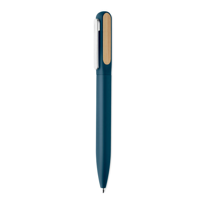 Pen met draaimechanisme en bamboe detail, blauw