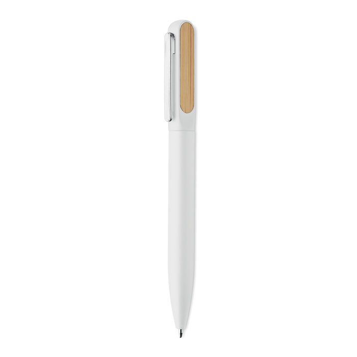 Pen met draaimechanisme en bamboe detail, wit