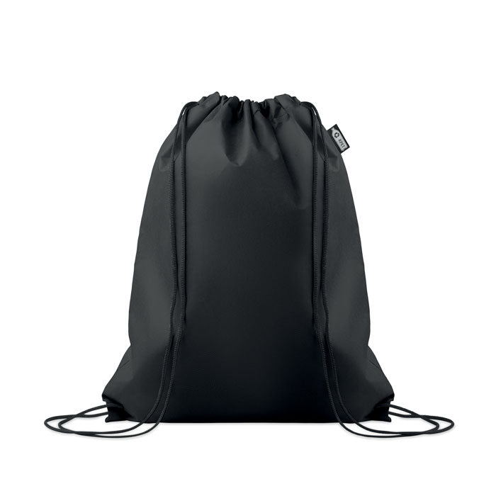 Trekkoordtas van gerecycled non-woven materiaal, zwart