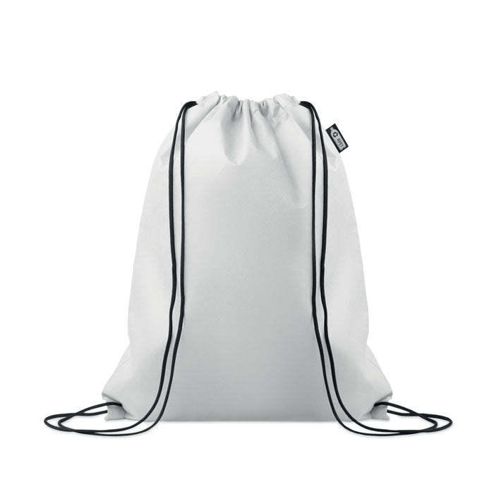 Trekkoordtas van gerecycled non-woven materiaal, wit