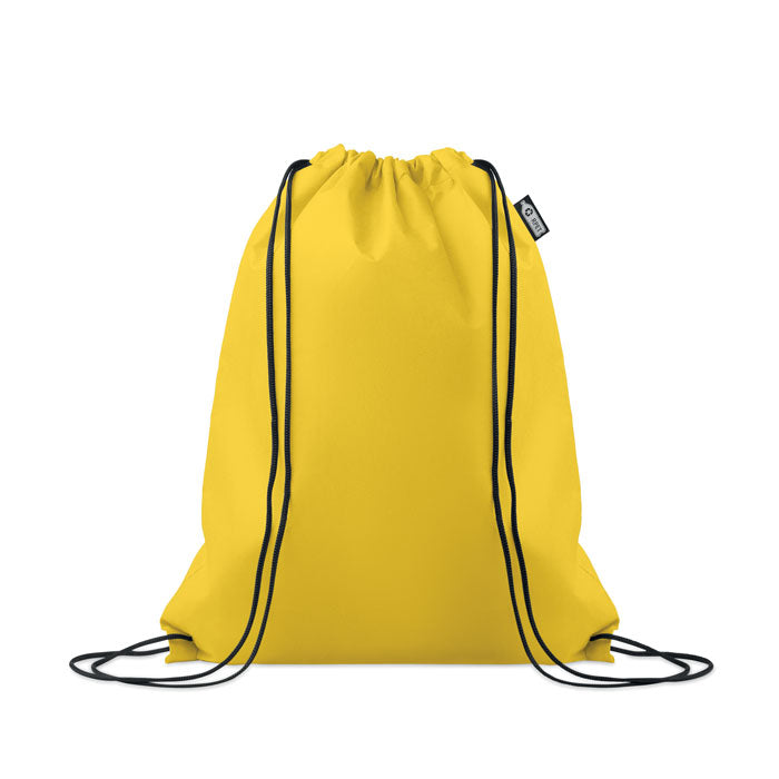 Trekkoordtas van gerecycled non-woven materiaal, geel
