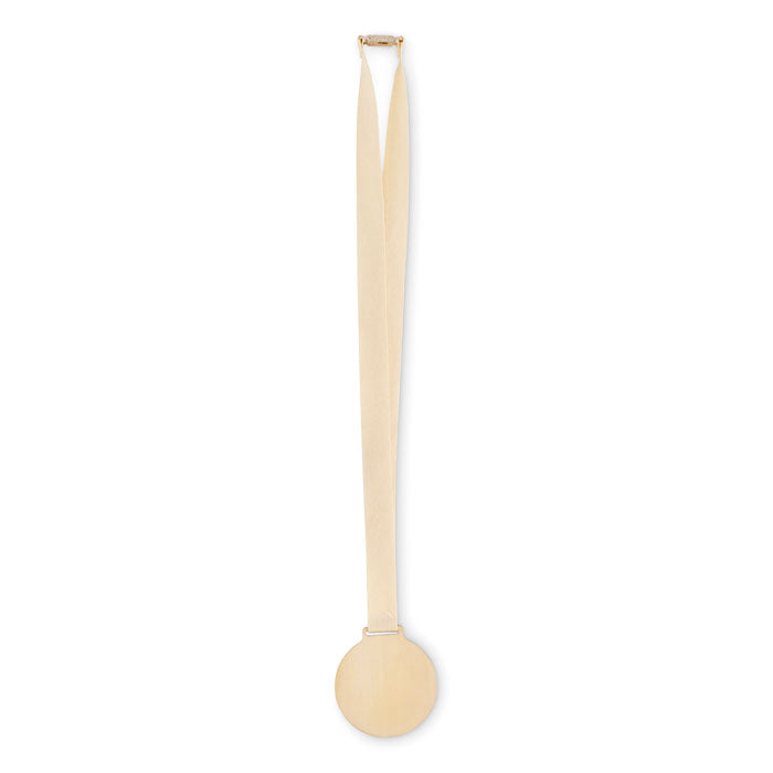 Houten medaille aan lint, hout