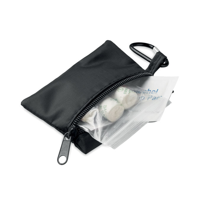 Compacte EHBO-set met karabijnhaak, zwart