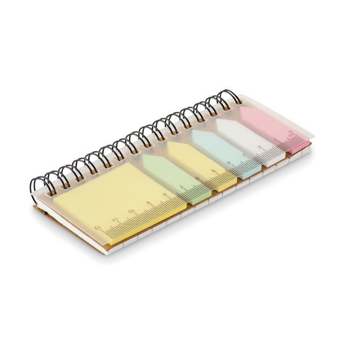 Memoblok met sticky notes en paginamarkers, beige