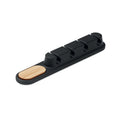 Kabelorganizer van siliconen met bamboe detail, zwart
