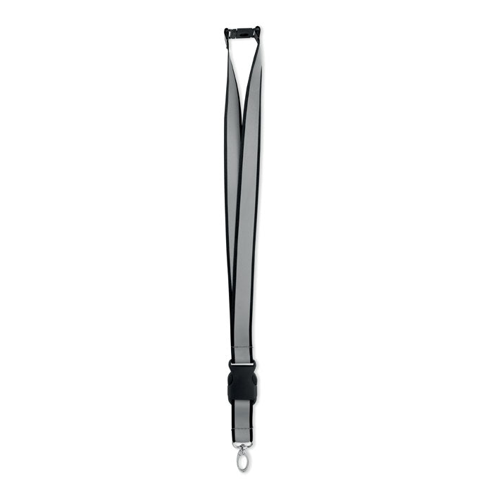 Reflecterend lanyard met veiligheidsclip, zwart