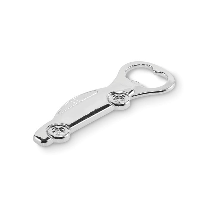 Flesopener in de vorm van een auto, mat zilver
