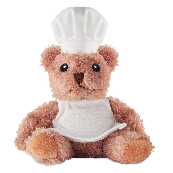 Pluche teddybeer verkleed als chef-kok, wit