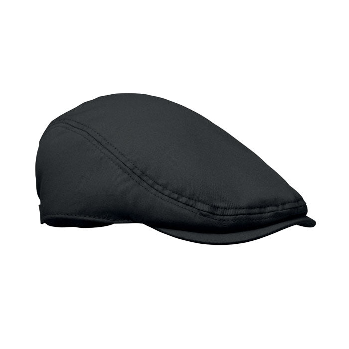 Newsboy pet van katoenen twill, zwart
