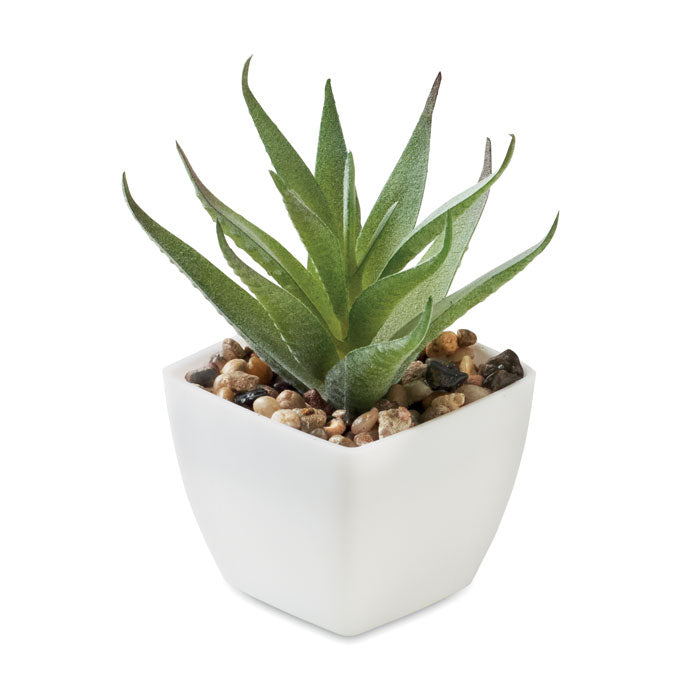 Mini kunstplant, aloë-vorm, wit
