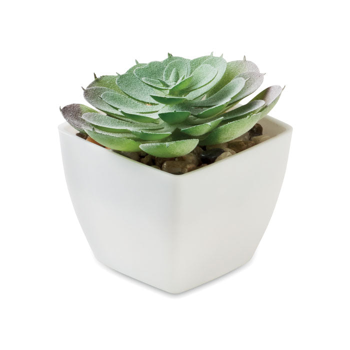 Mini kunstplant, echeveria-vorm, wit