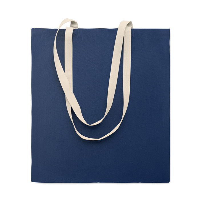 Boodschappentas van katoen, lange hengsels, blauw