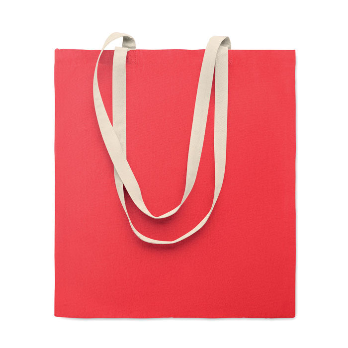 Boodschappentas van katoen, lange hengsels, rood