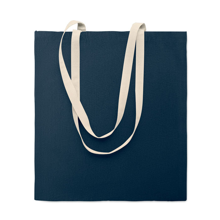 Boodschappentas van katoen, lange hengsels, marineblauw