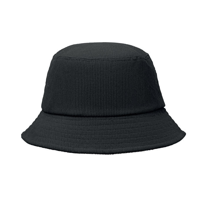 Zonnehoed van polyester corduroy, zwart
