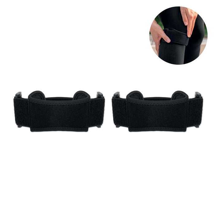 Set van 2 sport-kniebandages, zwart