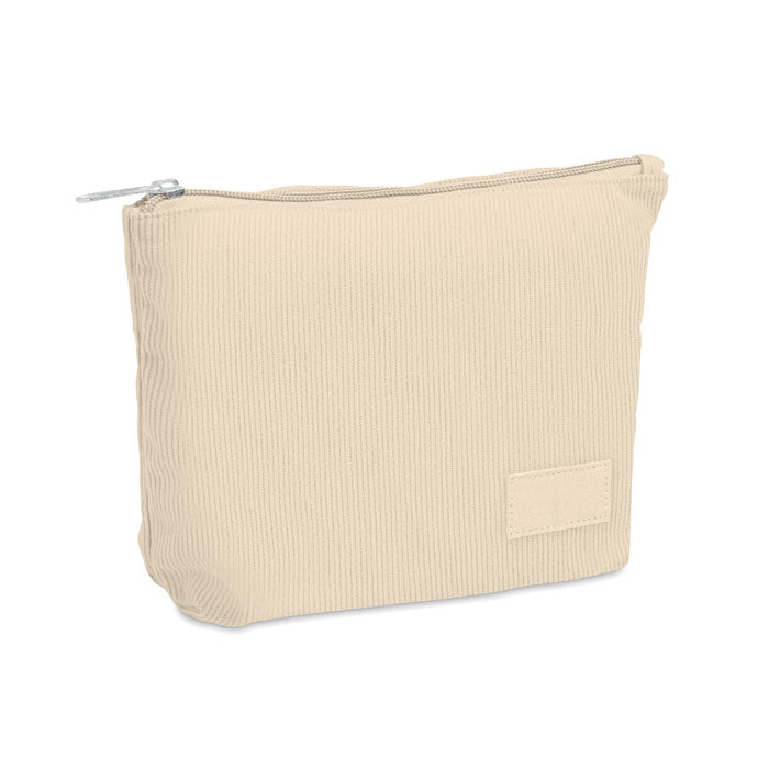 Cosmeticatasje van corduroy, beige