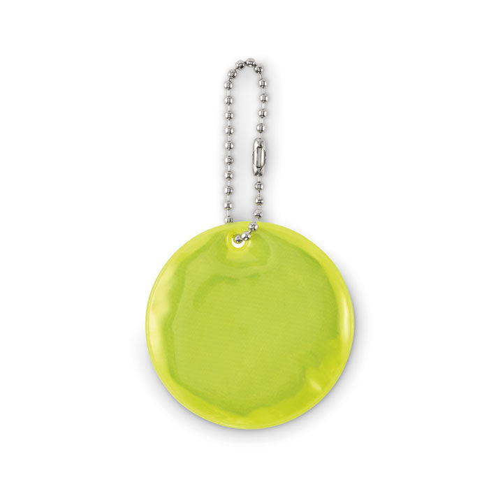 Reflecterende sleutelhanger, rond, neon geel