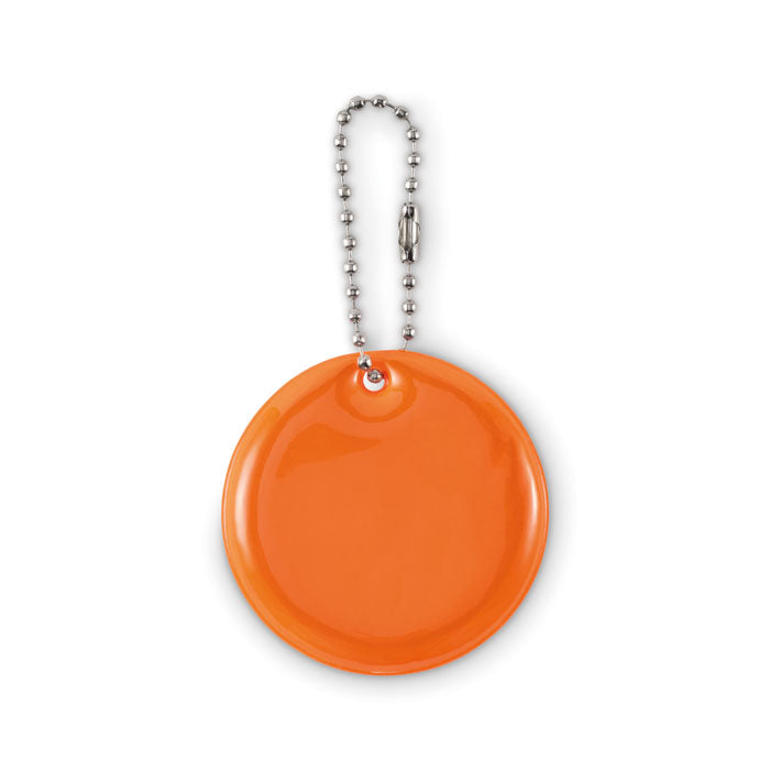 Reflecterende sleutelhanger, rond, neon oranje