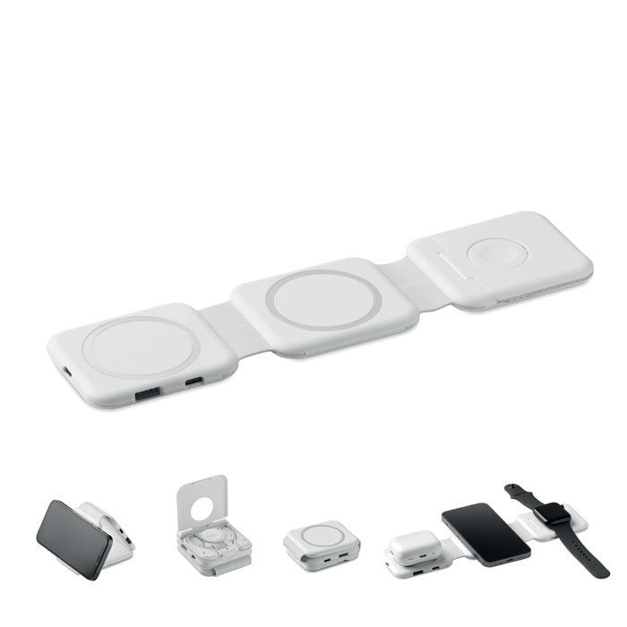 Magnetisch oplaadstation, 3 laadpunten, wit