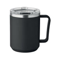 Dubbelwandige mok met schuifdeksel, 400 ml, zwart
