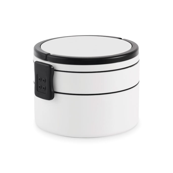 Ronde lunchbox met twee vakken, wit