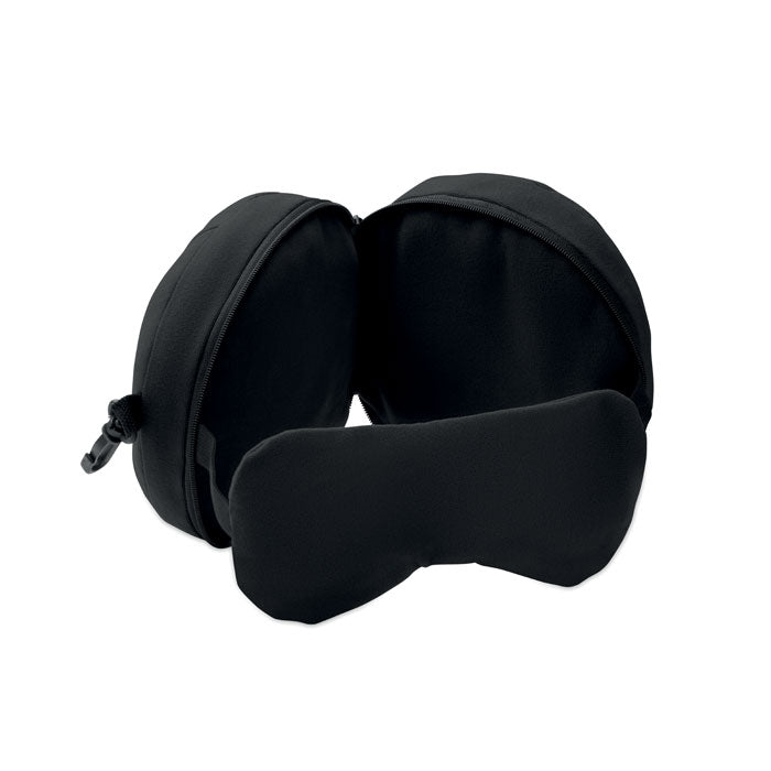 Reiskussen met geïntegreerd slaapmasker, zwart