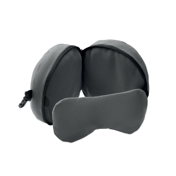 Reiskussen met geïntegreerd slaapmasker, steengrijs