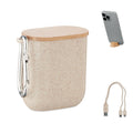 Kabelset in koker met telefoonstandaard, beige