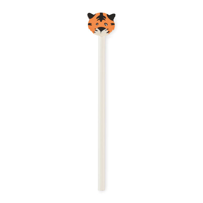 Houten potlood met diervormige gum, wit