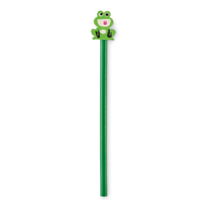Houten potlood met diervormige gum, groen