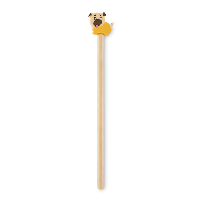 Houten potlood met diervormige gum, hout