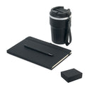 Giftset notitieboek, pen en thermobeker, zwart