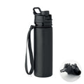 Opvouwbare siliconen sportfles, 500 ml, zwart